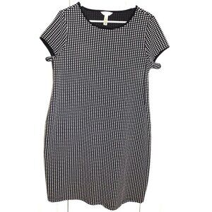 Three Seasons Maternity L Black White Check Short Sleeve Dress